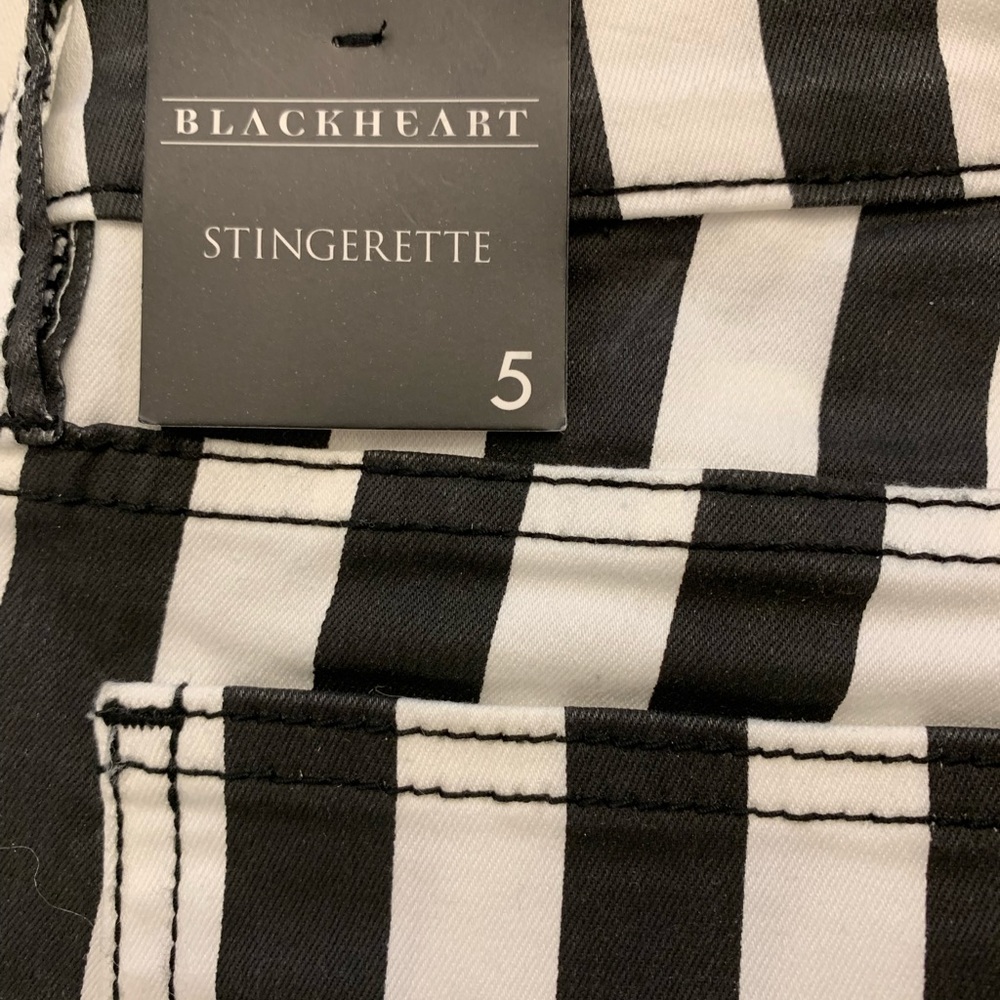 New! Hot Topic Blackheart Stingerette striped pants - Picture 4 of 8